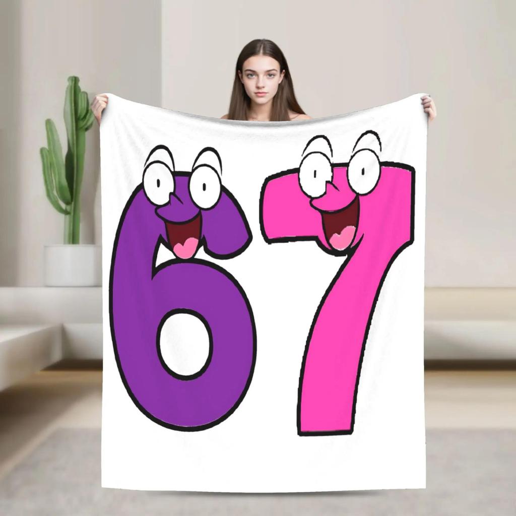 Super Warm  Six Seven Meme Flannel Throw Blanket for Kids Adults Picnic Couch Chair Sofa Bed  Soft Bedspread