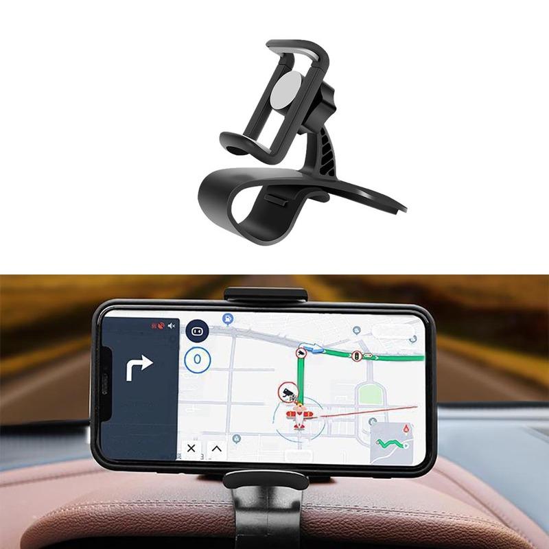 1Pc Black trument Panel Car Phone Holder Rearview Mirror Phone Holder Clip On Multifunctional GPS Navigation Bracket Car Part