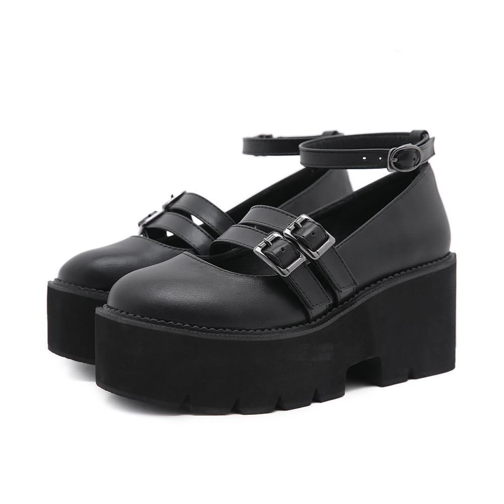 

Gdgydh Womens Pumps School Cosplay Shoes Ankle Strap Chunky Heels Platform Creepers Shoes Fashion Buckle Comfortable Mary Janes 43