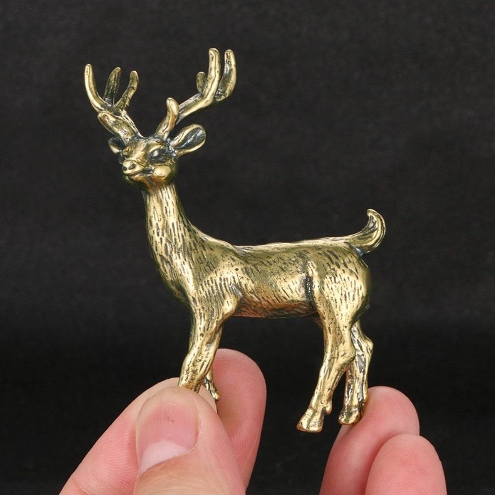 Three-Dimensional Brass Elk Statue Brass Miniature Elk Ornament  Christmas Gift