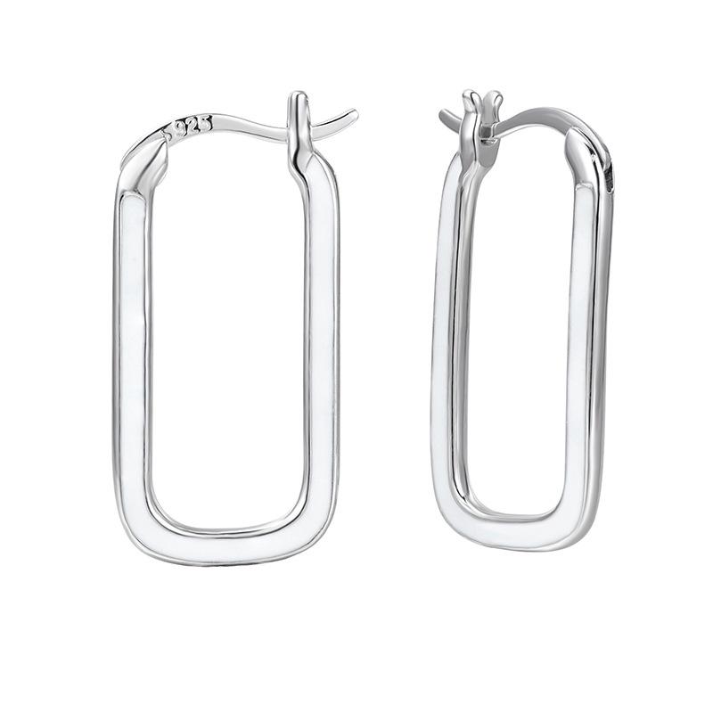 

European & American Rectangle Enamel Epoxy Earrings – S925 Sterling Silver, Simple & Creative Design for Women 925 Silver