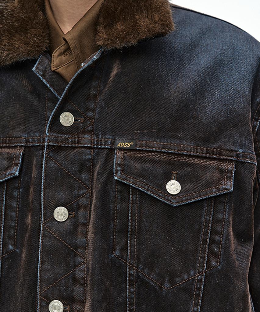 ADSB ANDERSSON BELL Unisex Padded Denim Bomber Jacket (Brown/Blue)