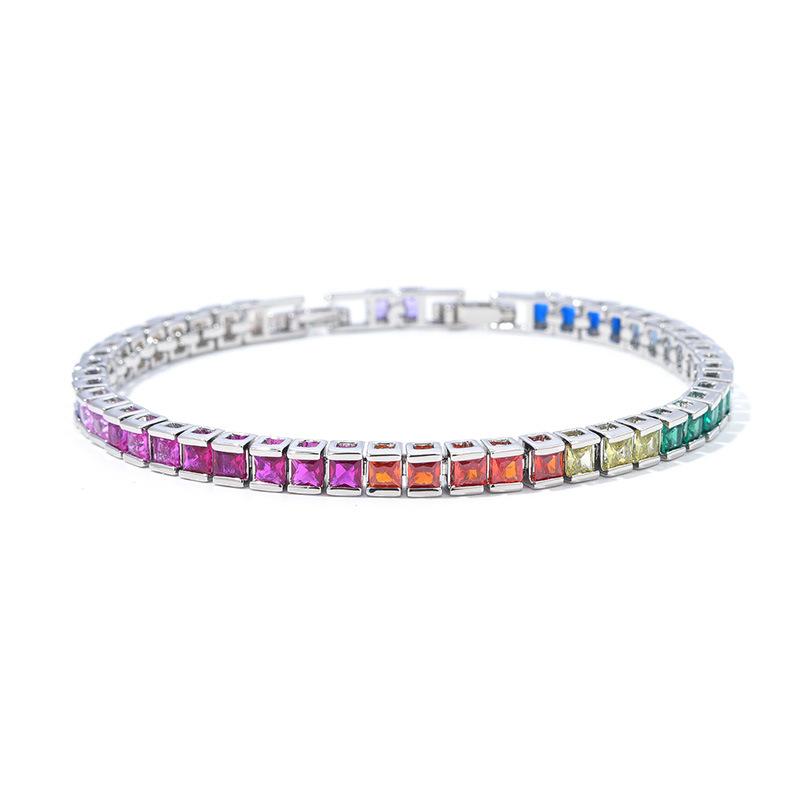 

Принцесса Фанг постепенно меняет цвет драгоценного камня радуга полная бриллиантовая цепочка покрытая белым золотом цветной синий драгоценный камень циркон модный send exclusive extension buckle