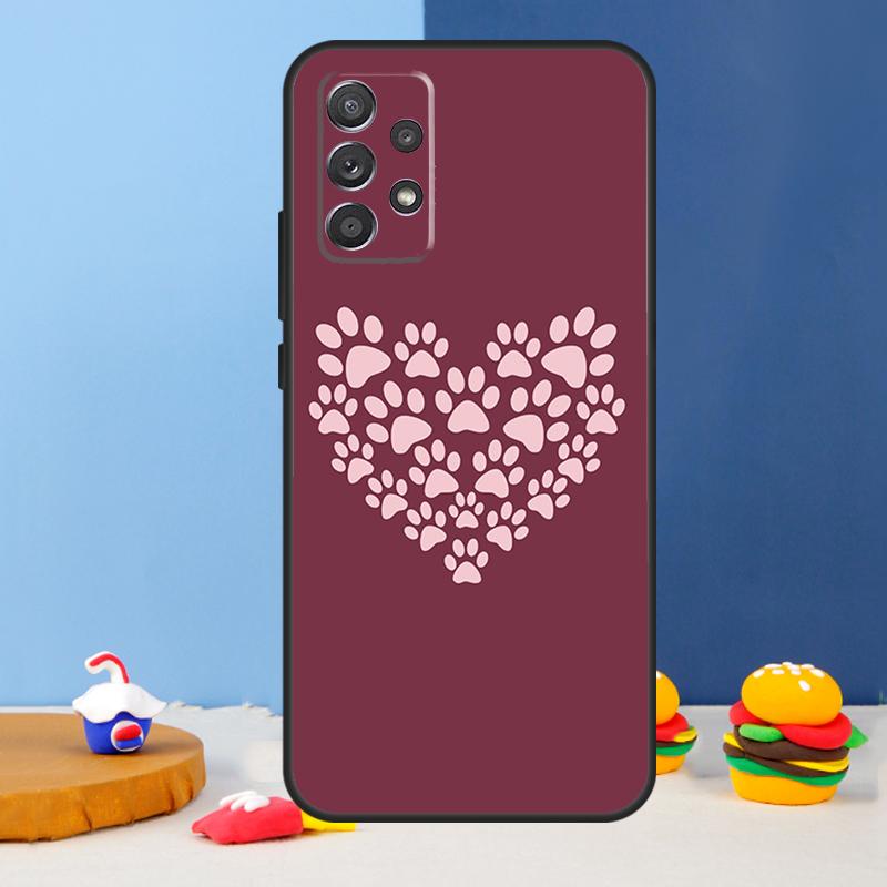 Cat Dog Paws Case For Samsung Galaxy A54 A34 A14 A13 A53 A16 A26 A36 A56 A12 A22 A32 A52 A06 A15 A35 A55