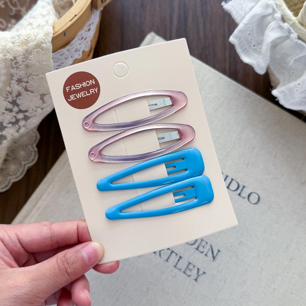Fashion Temperament Leopard Pattern Dripping Oil and Water Dripping BB Clip Bangs Clip New Cute Girl Color Oval Hairpin Side Clip