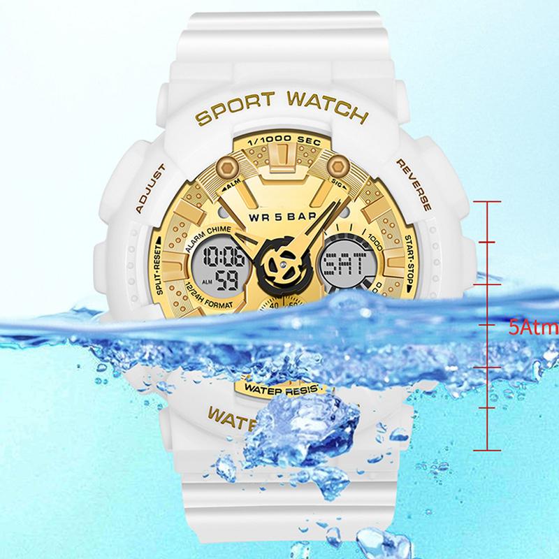 Female Elecrtonic Watch Middle School Student Sports Double Watch Temperament Wristwatch