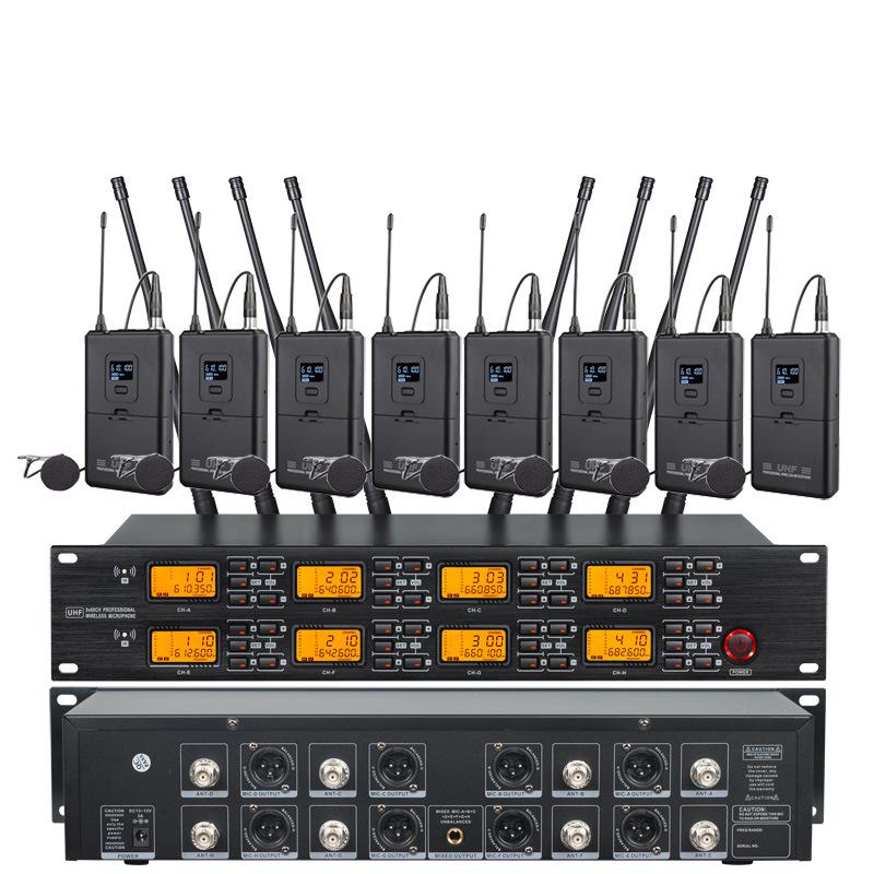 KTV Wireless One-to-Eight Dual-Use Headset/Lavalier FM Short-Shaft Square-Shaft Conference Microphone