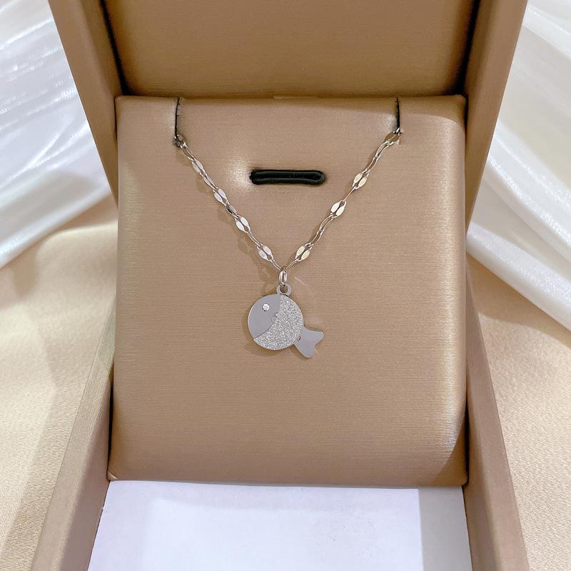 Matte Fish Temperament Personality Minimalist Furnace Real Gold Necklace Female Collarbone Chain