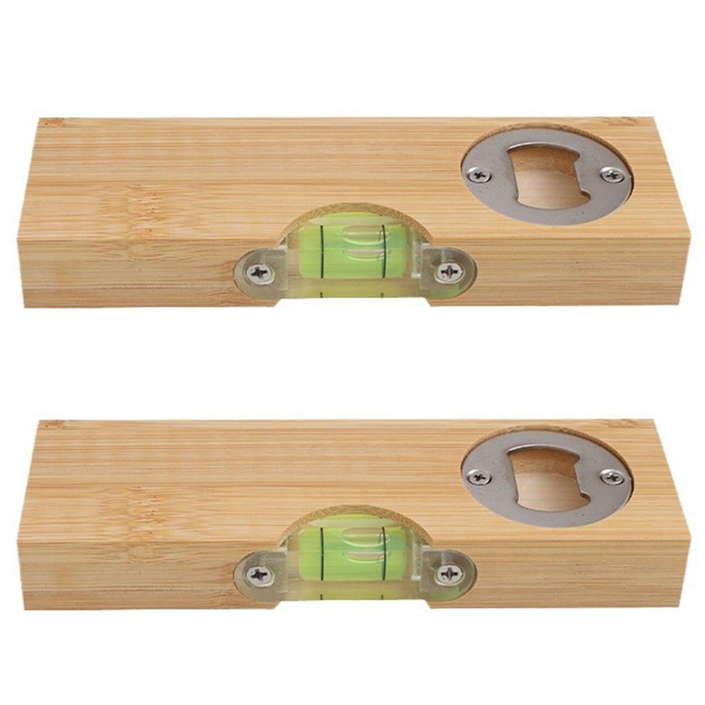 2 in 1 Bottle Opener Spirit Level Wooden Bottle Opener Dad Tool DIY Bottle Opener Level with Wooden Opening For Bar Restaurant