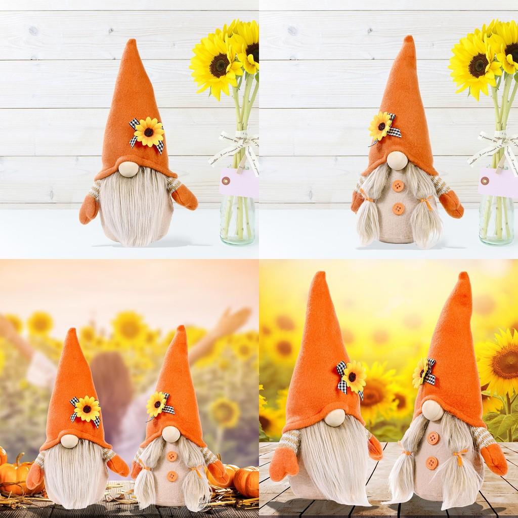 Unique Festival Harvest Sunflower Doll In Orange For Home And Bar Thanksgiving Decor
