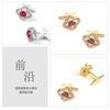 Gold Inlaid With Red Zircon Cufflinks Light Luxury Men's Shirt