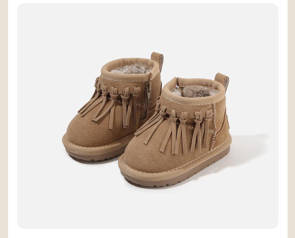 Baby Walker Girls' Snow Boots: Velvet-Lined, Non-Slip Winter Shoes