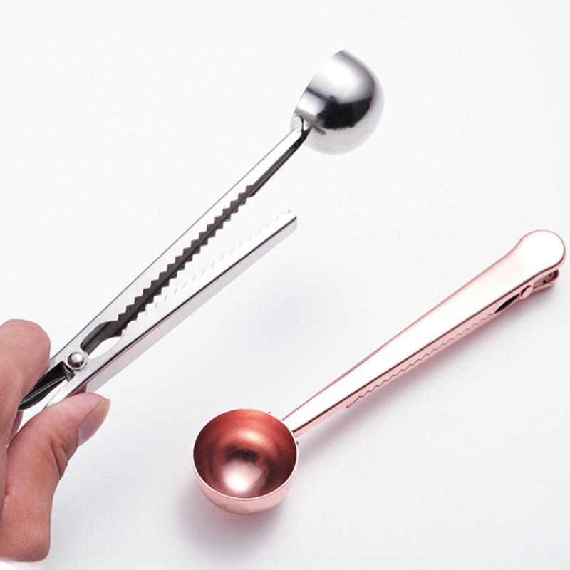 HANYANG 430 Edelstahl-Kaffeelöffel-Clip, Mehrzweck-Beutel-Verschlussclip, PVD-titanbeschichtet