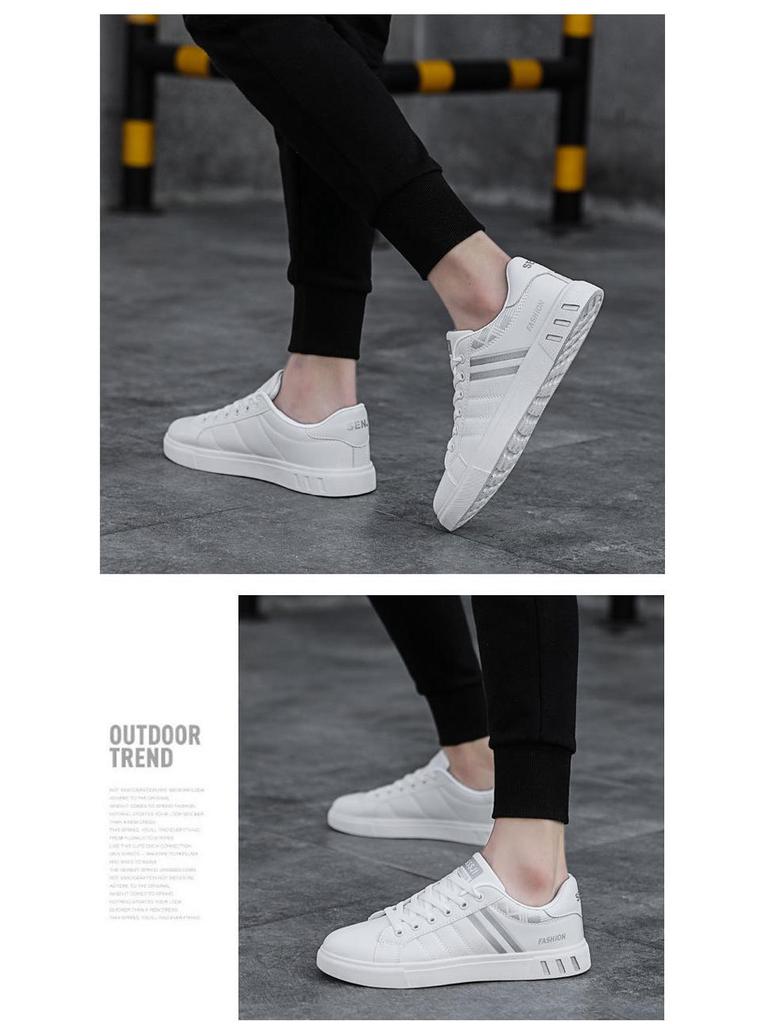 Men's Spring Casual Skate Shoes, Breathable White Low-Tops in Trendy Extra Large Sizes