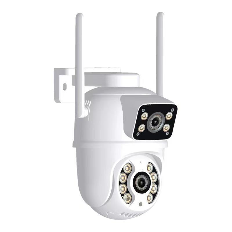 4MP HD Outdoor WiFi Dual-Lens Surveillance Camera with AI Tracking & Warning Light Alarm