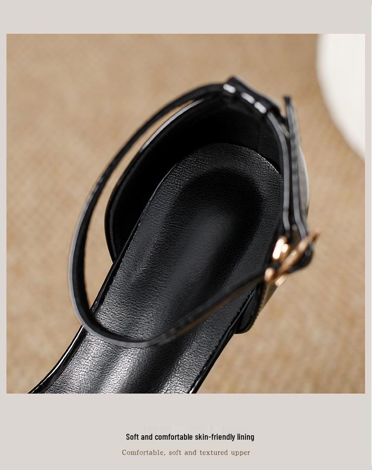 Patent Leather Peep-Toe Stiletto Heels - 12cm One-Strap Platform Sandals for Women