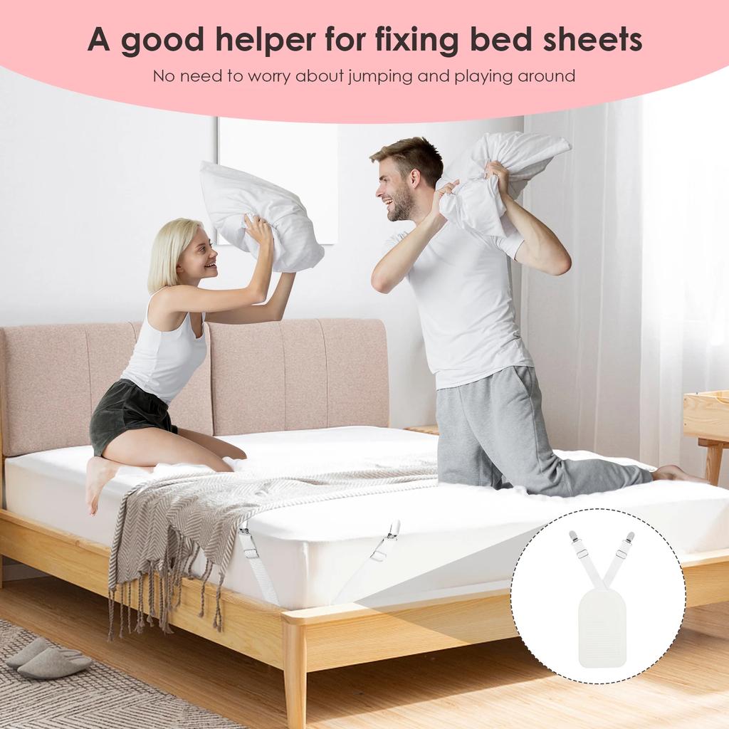 4Pcs Bed Sheet Straps Adjustable Elastic Length Bed Sheet Holders Mattress Clip Fasteners Cover Blankets Grippers Fixing Bedding