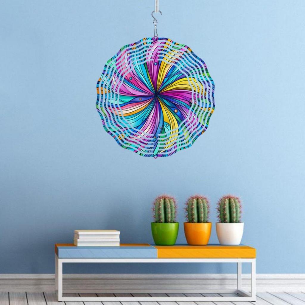 Handcrafted 2D Metal Wind Chime Mandala Floral Birds Design Outdoor Garden Patio Balcony Decor No Electricity Needed Weather Resistant