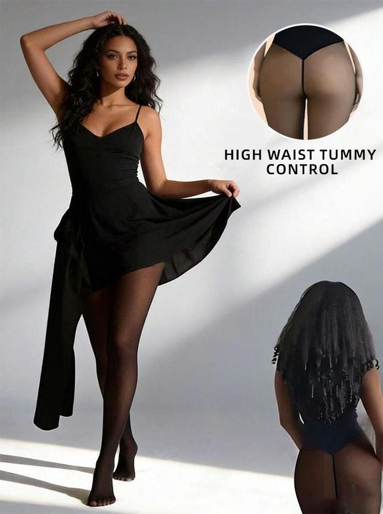 Hohe Taille Schwarze Durchsichtige Warme Verdickte Einteiler Hosenstrumpfhosen für Herbst/Winter