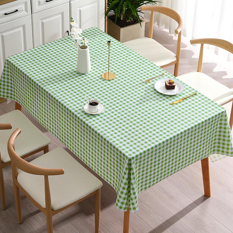 Pvc Checkered Table Cloth Waterproof Oil Resistant Heat-Resistant No-Rinse Tablecloth Ins Tea Table Cloth Small Fresh Tablecloth