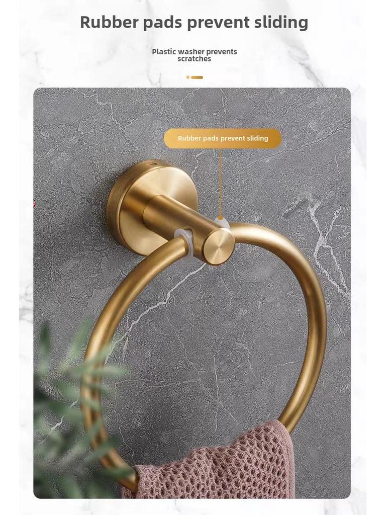 Badrumshanddukshållare & Ring i Rostfritt Stål - Punchfri Installation