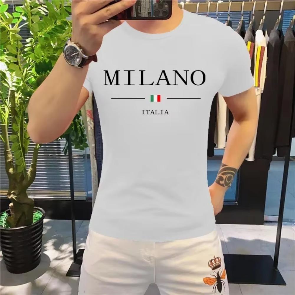 2024 Men's Summer T-shirt Luxury Letters Bear Print Cotton Short Sleeve Tees Solid Color Summer Wear Streetwear