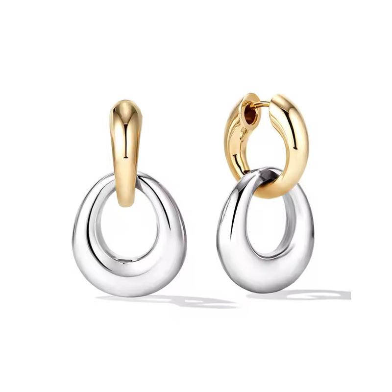 Vintage Heavy Duty Interlocking Hoop Earrings Lightweight Luxury Elegant Exquisite Versatile Drop Earrings