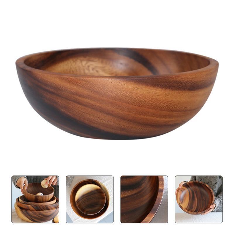 8X6CM Natural Wooden Salad Bowl Fruit Decoration Practical Bowl Household Kitchen Wooden Bowl Tableware Restaurant Kitchen