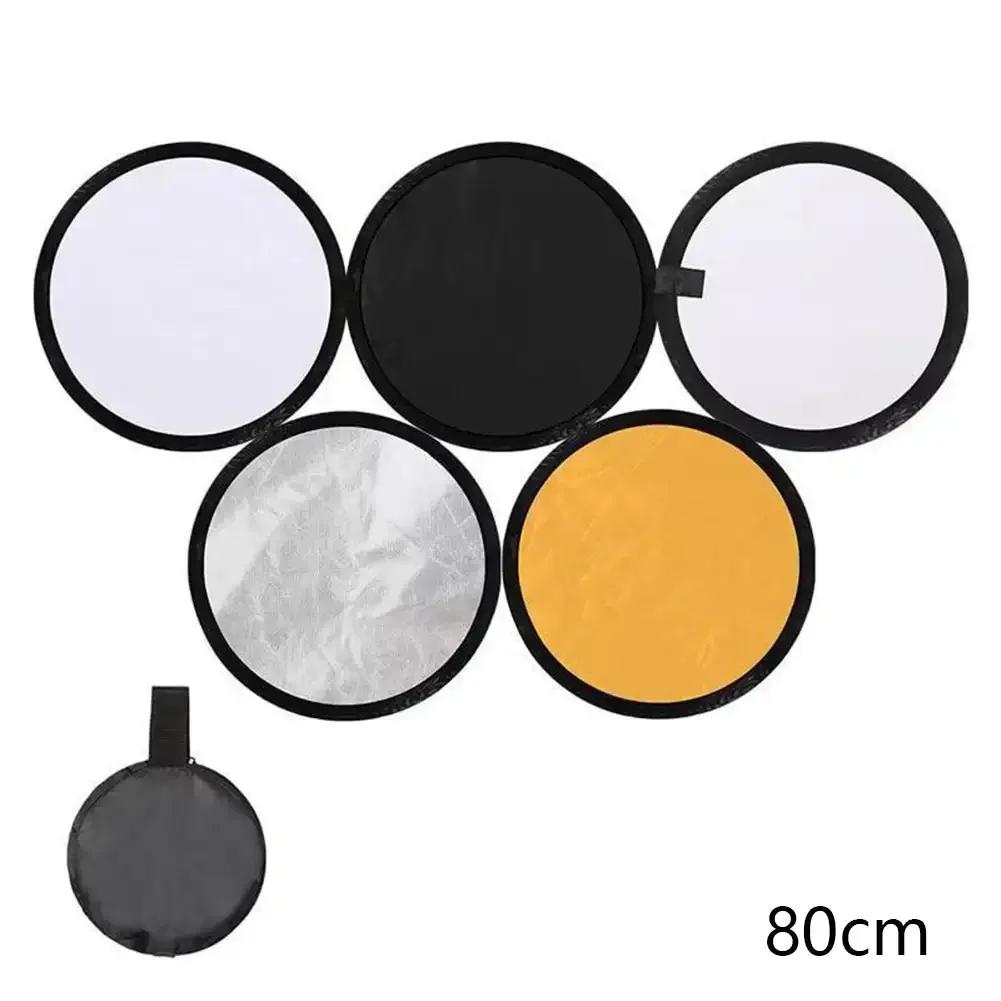 24" Reflector 5 in 1 30CM 60CM 80CM 110CM Silver White Gold Portable Collapsible Soft Light Round Photography for Studio 2 in 1