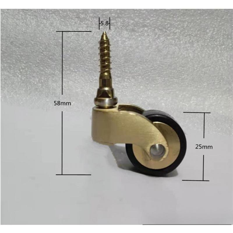 Бесшумные поворотные мебельные ролики из чистой меди - 1,5  и 2  полиуретановые колеса для дивана, стола, стула