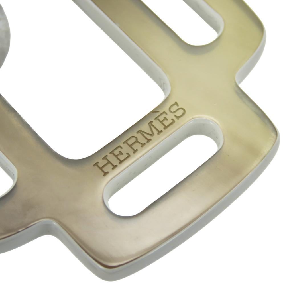 Used HERMES Necklace Rhythm Buffalo Horn 8.6g Brown Long