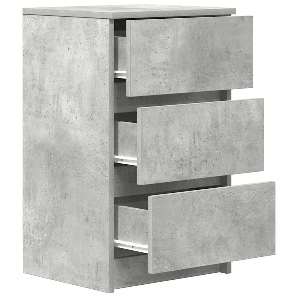 Nightstand with 3 Drawers Concrete Gray 39 x 35 x 65 cm