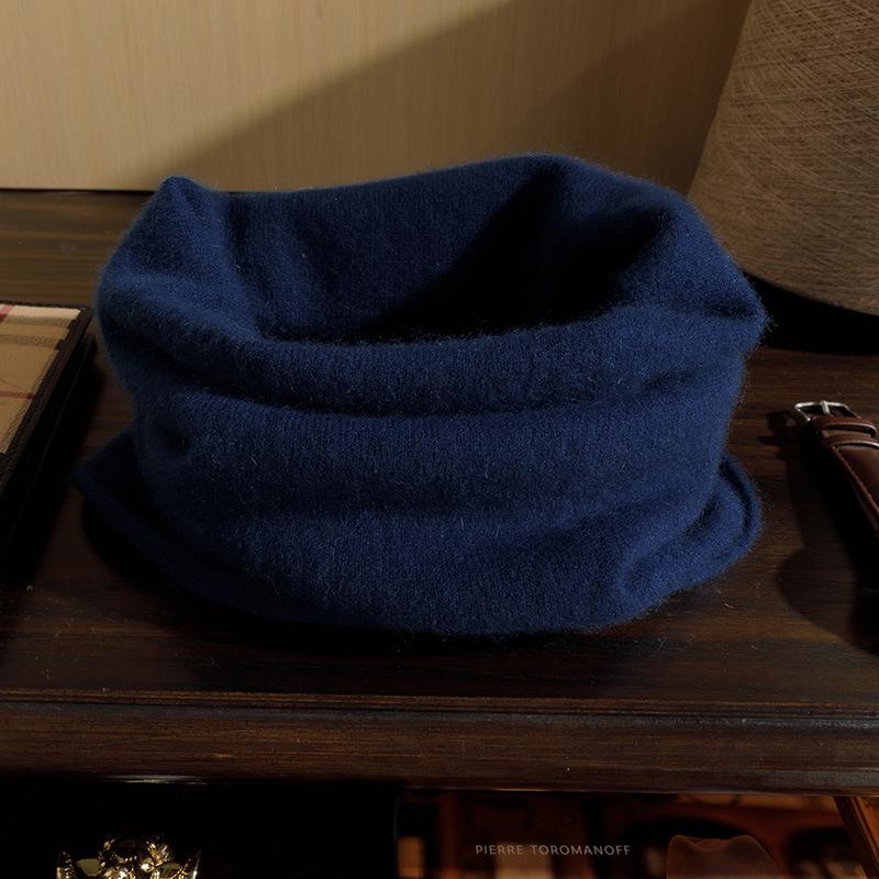 Men's 100% Pure Cashmere Knitted Neck Warmer - Autumn/Winter Style with Rolled Edge for Added Warmth and Comfort