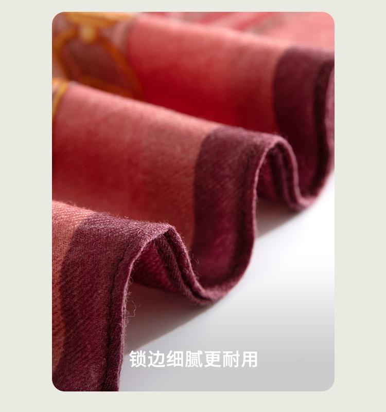 Silk World's new 200 count 100% wool square scarf, fashionable and high-end printed air conditioning shawl, women's versatile scarf