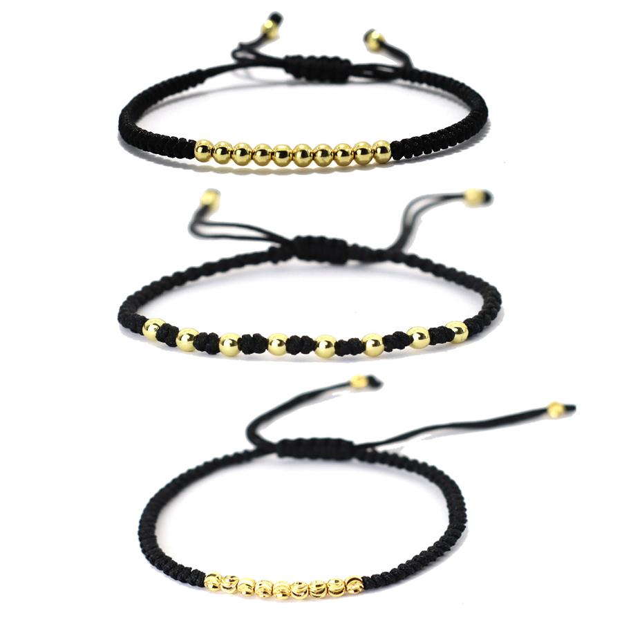 Classic Handmade Weaven Black String Bracelet For Women Irregular 4mm Beads Macrame Braclet Outdoor Camping Casual Accessories