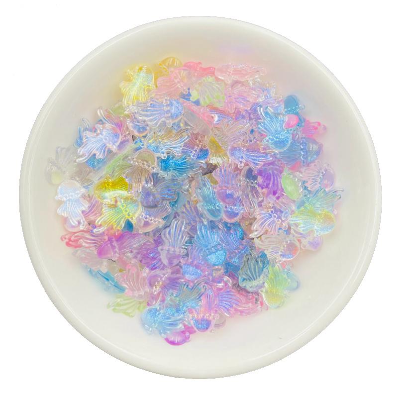 

50 шт., мини-милый мультфильм, блестящая смола в виде морской медузы — идеально подходит для маникюрных украшений своими руками!
