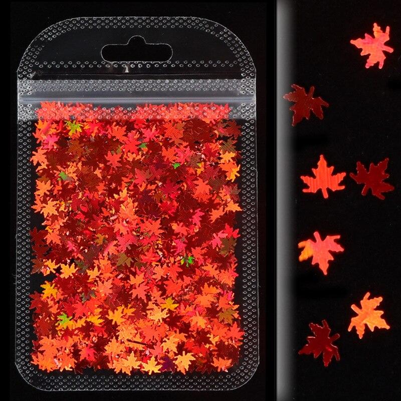 

1 пакетик, кленовый лист, блестки для ногтей, голографический блеск, блестящие чешуйки для ногтей, украшение для ногтей