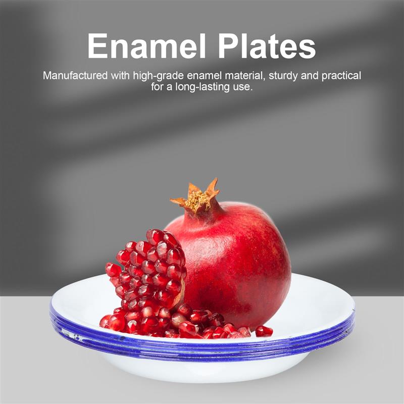 4 Pcs Enamel Plates Set Retro Style Dinner Plates Kitchen Plates Fruits Plates Enamel Food Dishes Banquet Plates