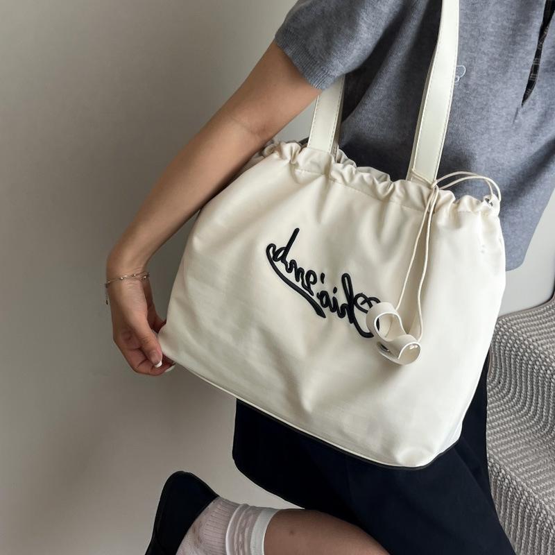 Oxford Cloth Bag Women's Large-capacity New Summer Versatile Drawstring Shoulder Bag Student Class Tote Bag