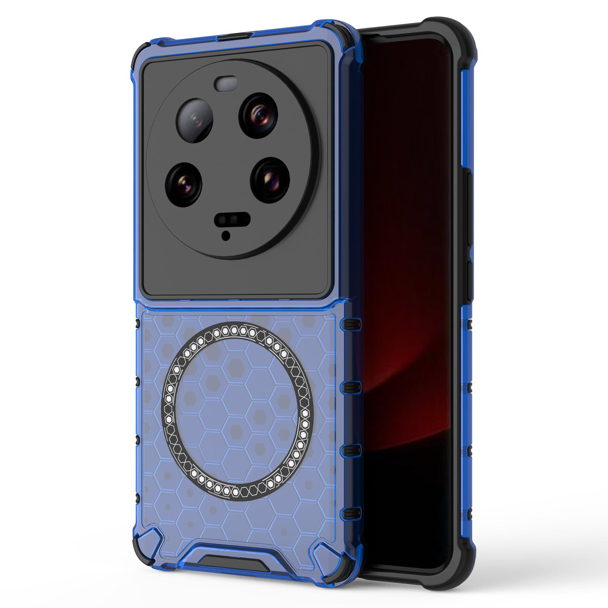 

For Xiaomi 13 Ultra Magnetic Case TPU+PC Phone Cover Honeycomb Anti-Drop Blue