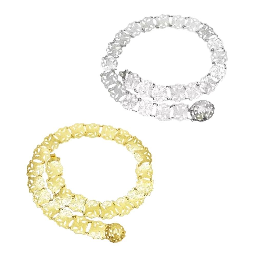 Carved Flower Waist Chain Body Jewelry Belly Dance Waist Belt Simple Metal Body Chain  Beach