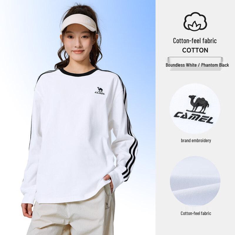 Camel Unisex Crew Neck Long Sleeve T-Shirt US 5