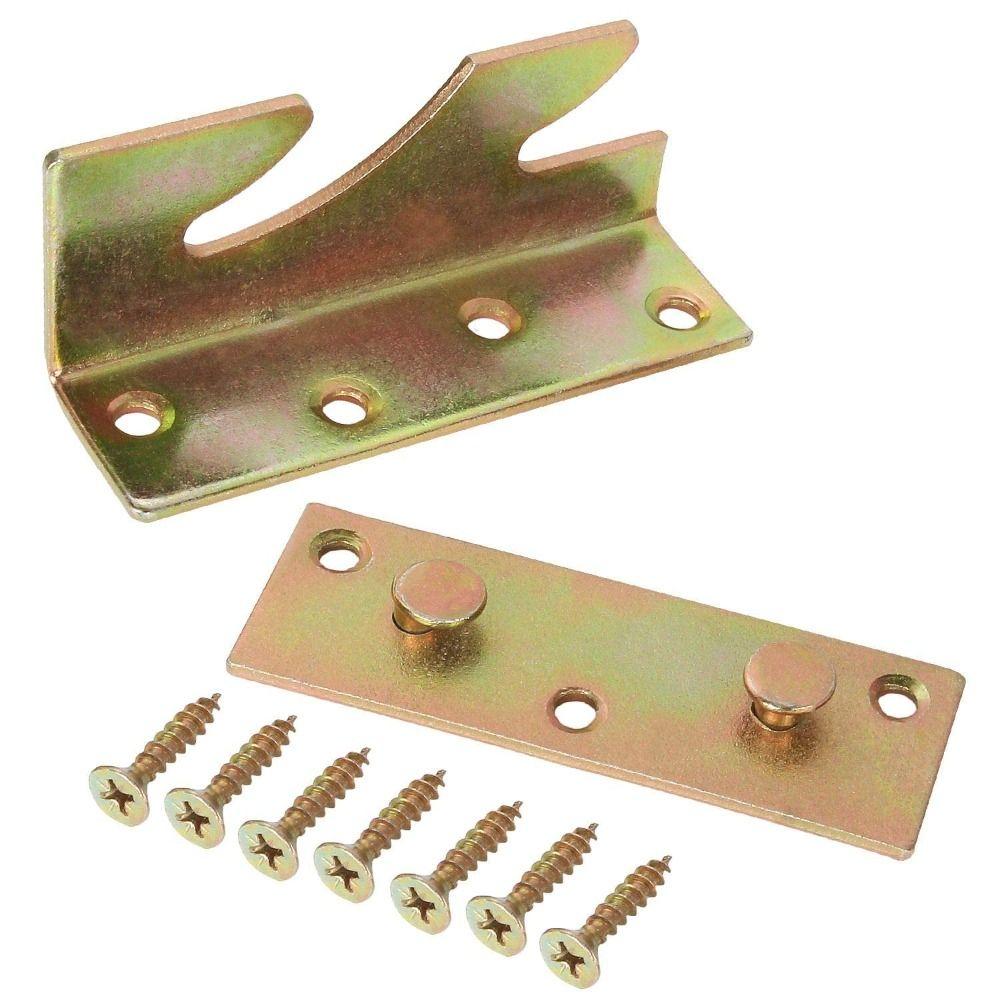 4pcs Screws Included Bed Rail Brackets Zinc Alloy Durable Hardware Connectors Adjustable Bed Rail Fittings Home Improvement