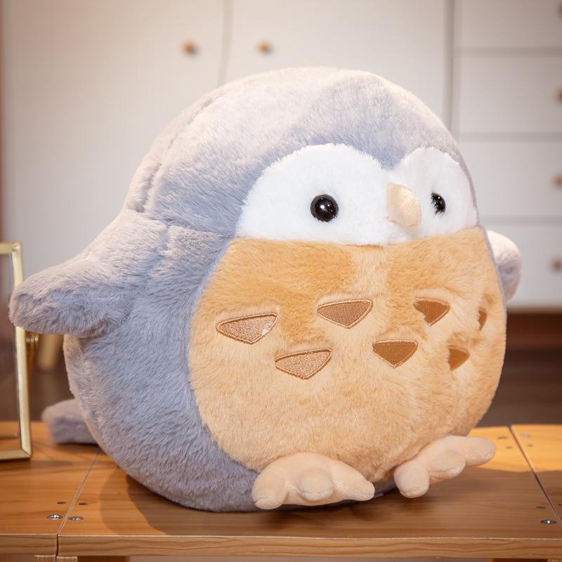 

Плюшевая кукла-сова Бобби Медведь: Милая, Креативная, Большая Плюшевая Подушка-Игрушка для Игрового Автомата с Клешней. Gray Round Owl