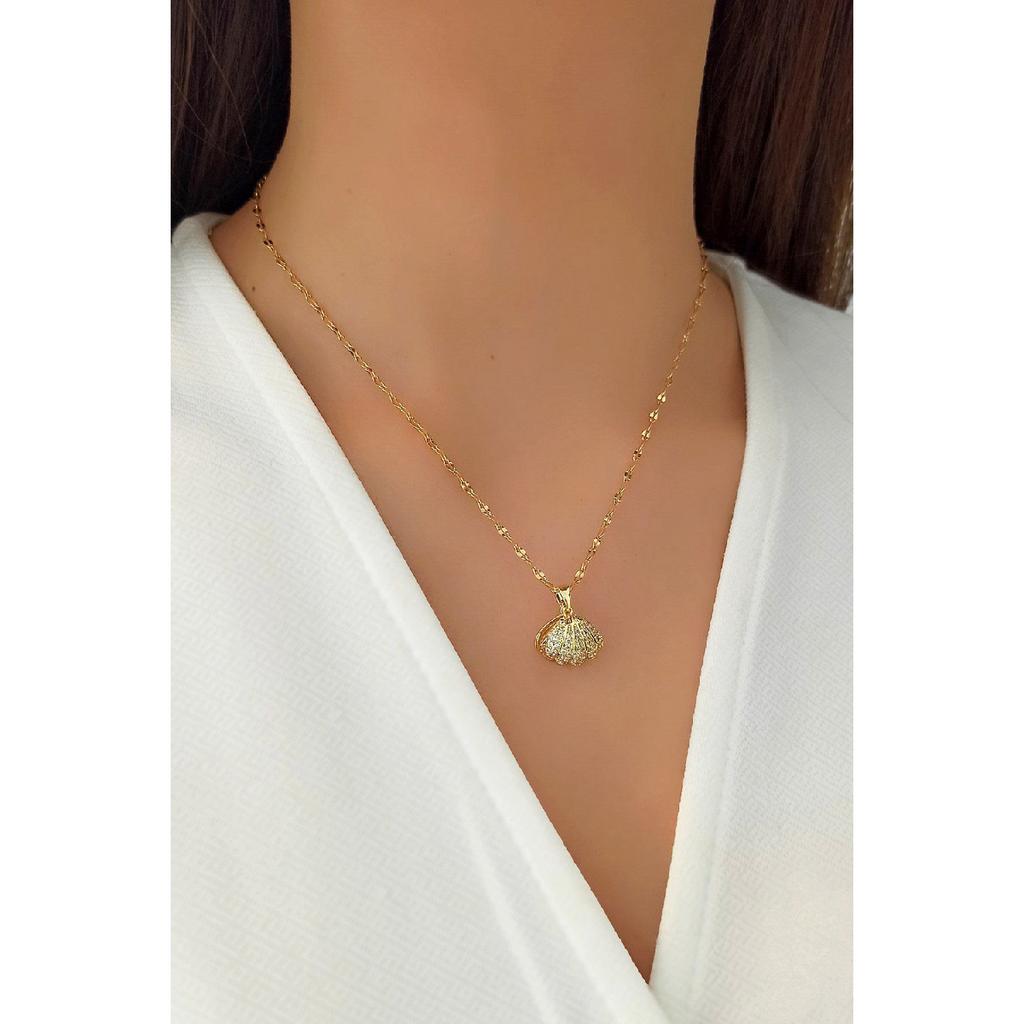 Steel Pearl Oyster Necklace Trkolye5369 B34003