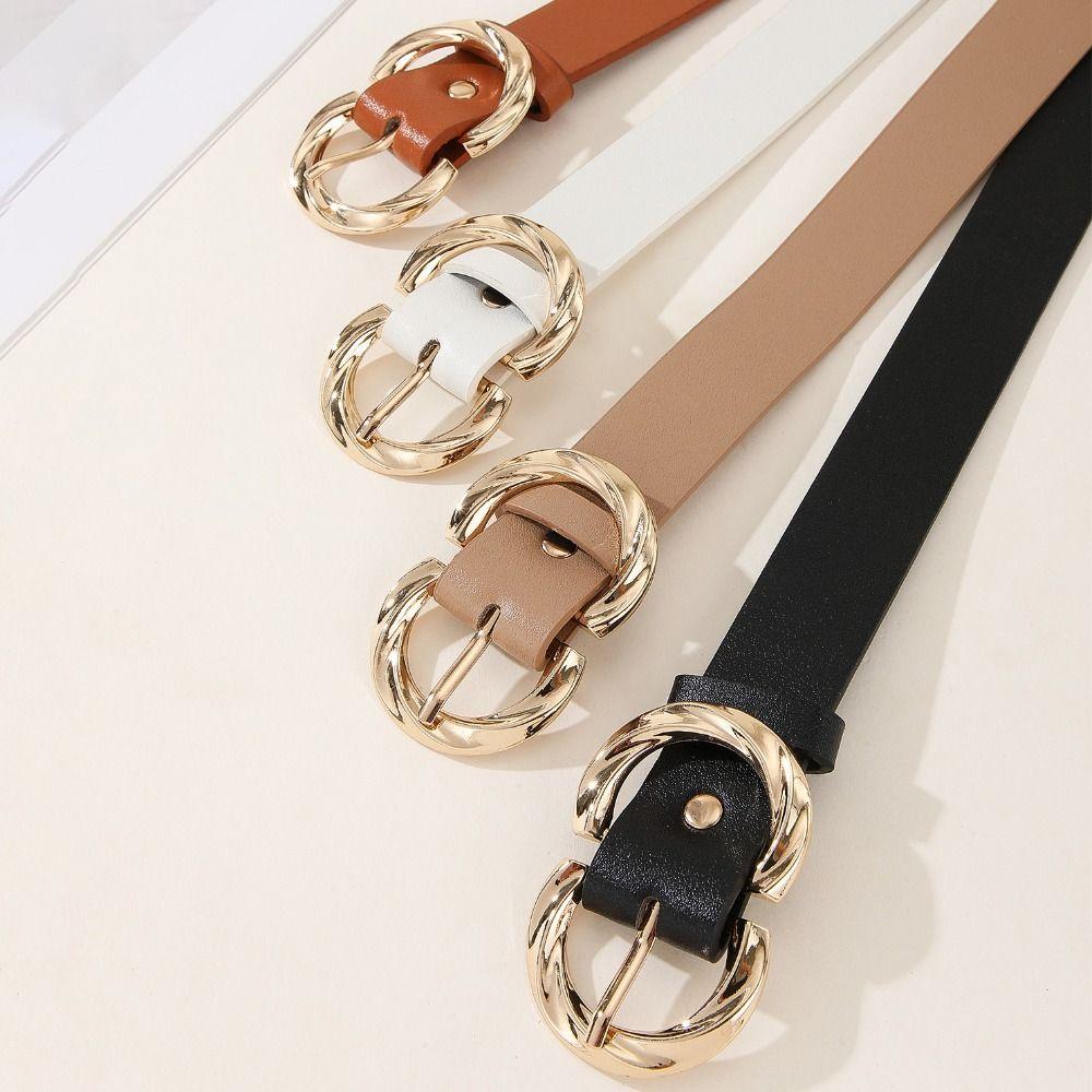 Casual Double D Buckle Waistband Simple Waist Strap Women Fashion Leather Belt  Waist Decoration