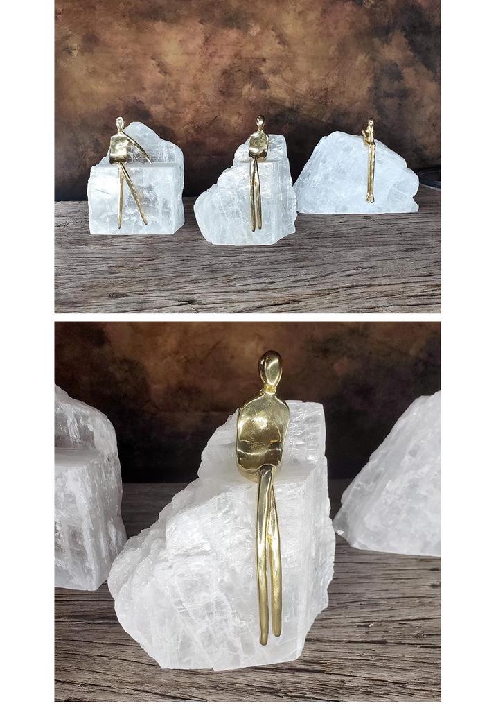 Minimalist Copper Abstract Figure Transparent Plaster Desktop Ornament for Living Room Decor