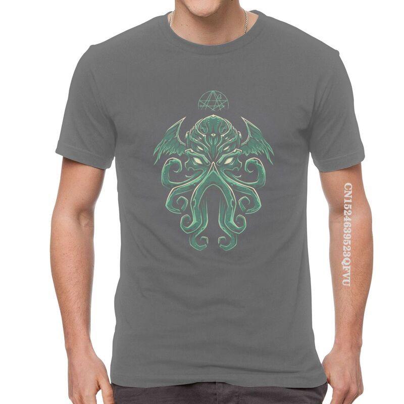 Great Cthulhu T Shirts Men Fashion T Shirt Cotton Oversized Horror Movie Lovecraft Tshirt Unique Tees Tops Fast Shipping