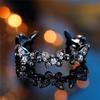 Charm Female Crystal White Butterfly Open Adjustable Ring Black Gold Color Vintage Zircon Stone Wedding Jewelry For Women