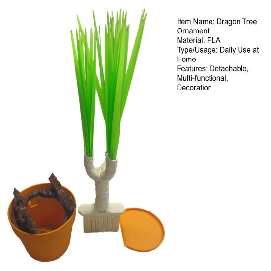 Ozdoba Dračí strom s koštětem, odpadkovým košem, lopatkou, odnímatelné čisticí nástroje, bezprašné